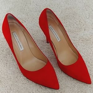 Diane von Furstenberg suede heels in red